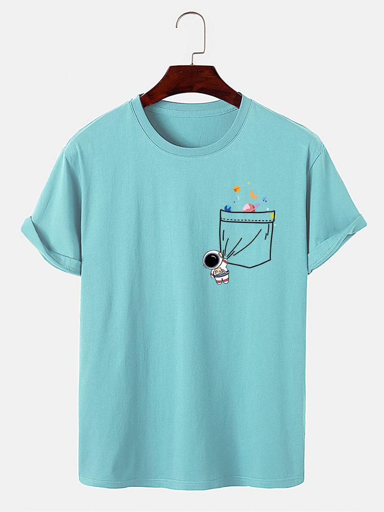 Astronaut Ruimte Pocket Print T-Shirt