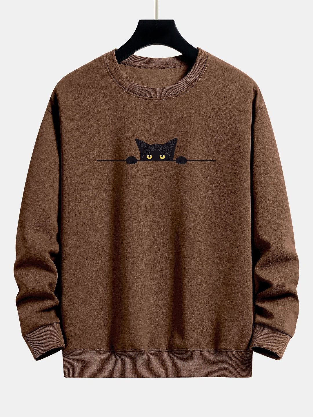 Zwarte Kat Print Relax Fit Sweatshirt
