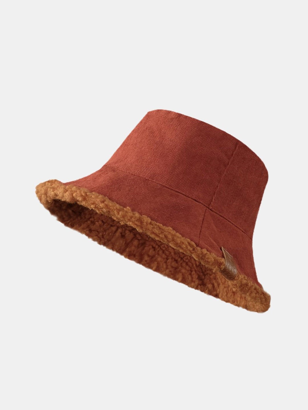 Dikke en warme corduroy en kasjmier splicing multifunctionele zachte pluche bucket cap kan in beide richtingen worden gedragen