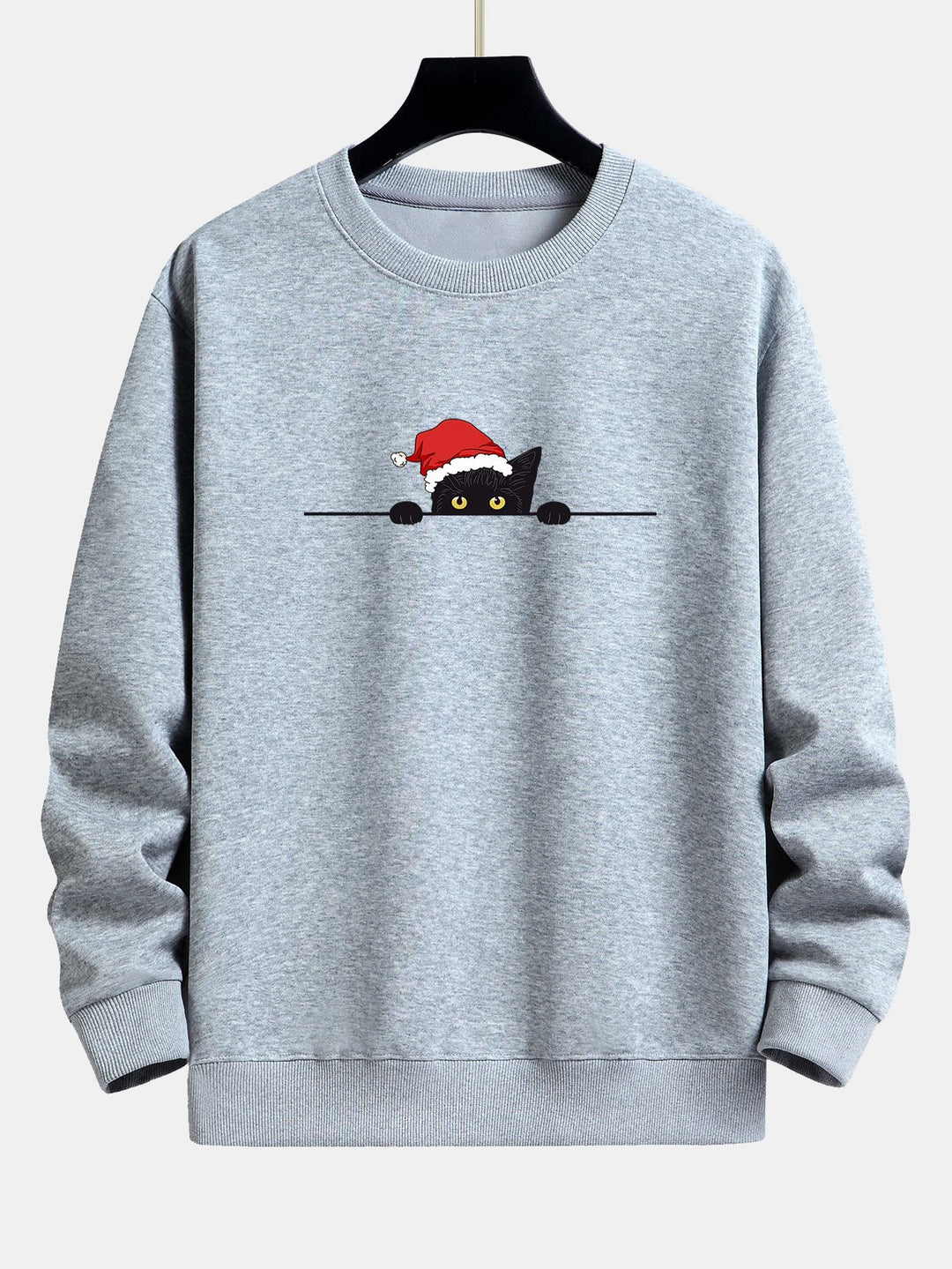 Kerst Zwarte Kat Print Relax Fit Sweatshirt