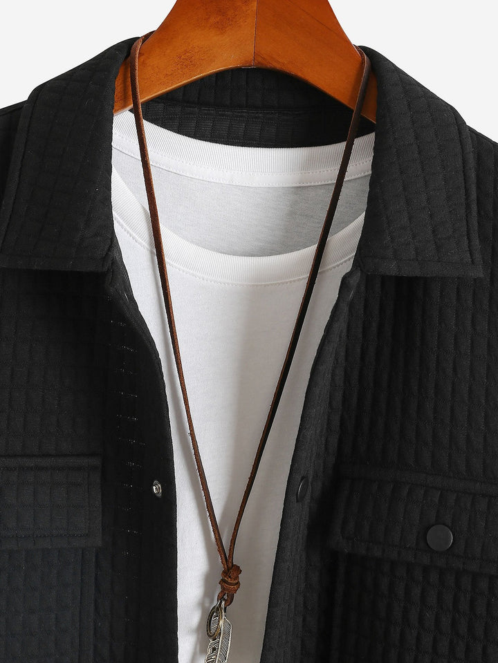 Gequilt Wafel Jacquard Overhemd