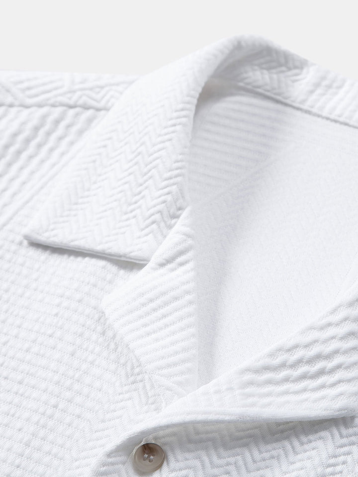 Korte Mouwen Geometrisch Textuur Cuban Shirt