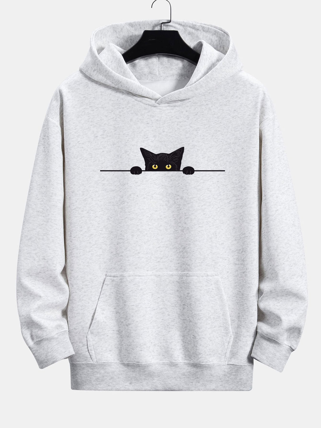 Zwarte Kat Print Relax Fit Hoodie