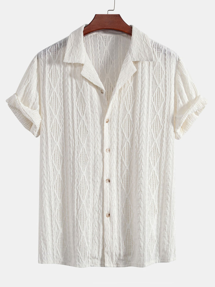 Geometrisch Jacquard Cubaanse Shirt