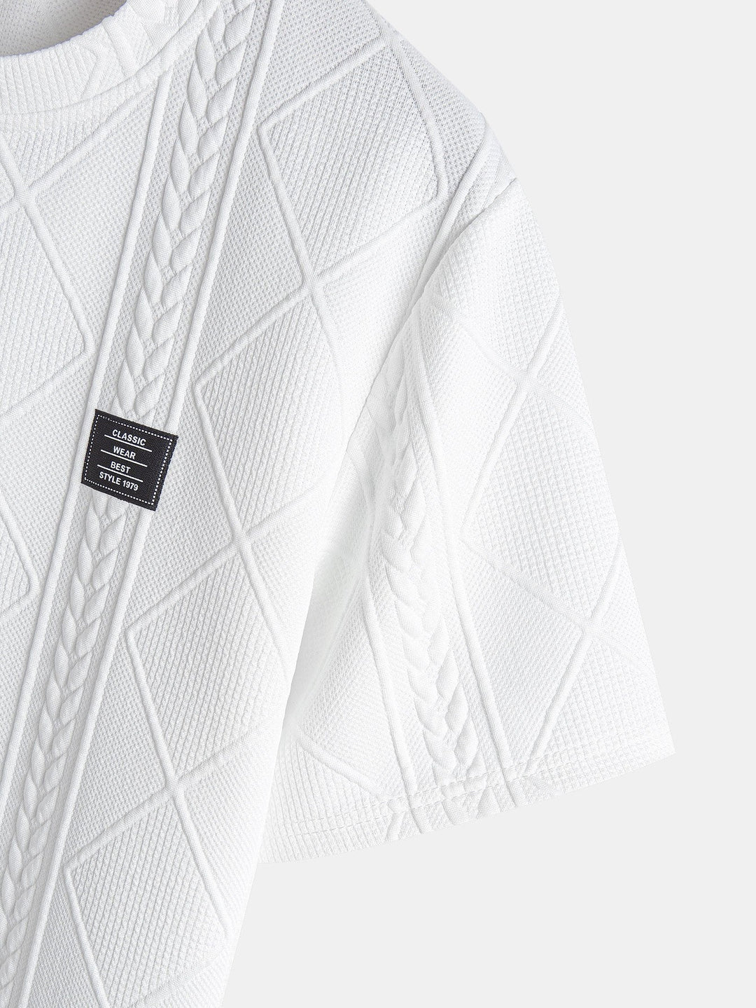 Korte Mouw Geometrisch Jacquard Boog Hem T-Shirt & Shorts