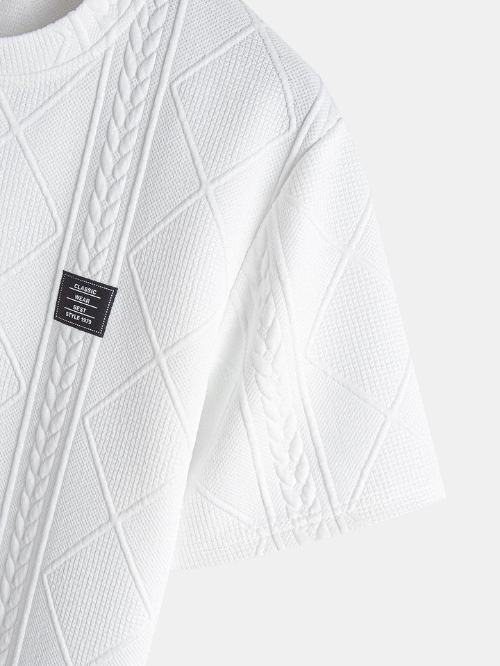 Korte Mouw Geometrisch Jacquard Boog Hem T-Shirt & Shorts