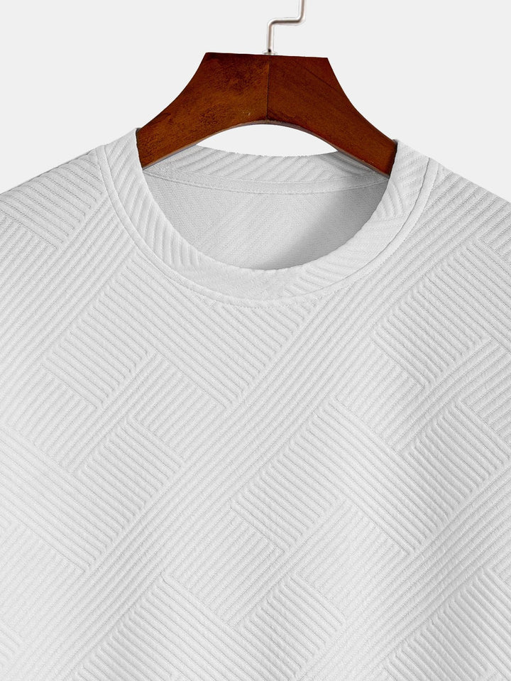 Korte Mouwen Streep Jacquard Boog Hem T-Shirt