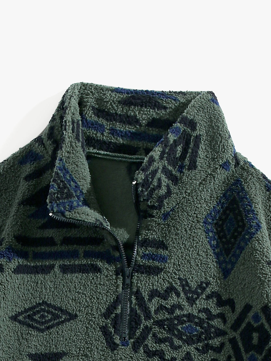 Quarter Zip Aztec Print Teddy Sweatshirt