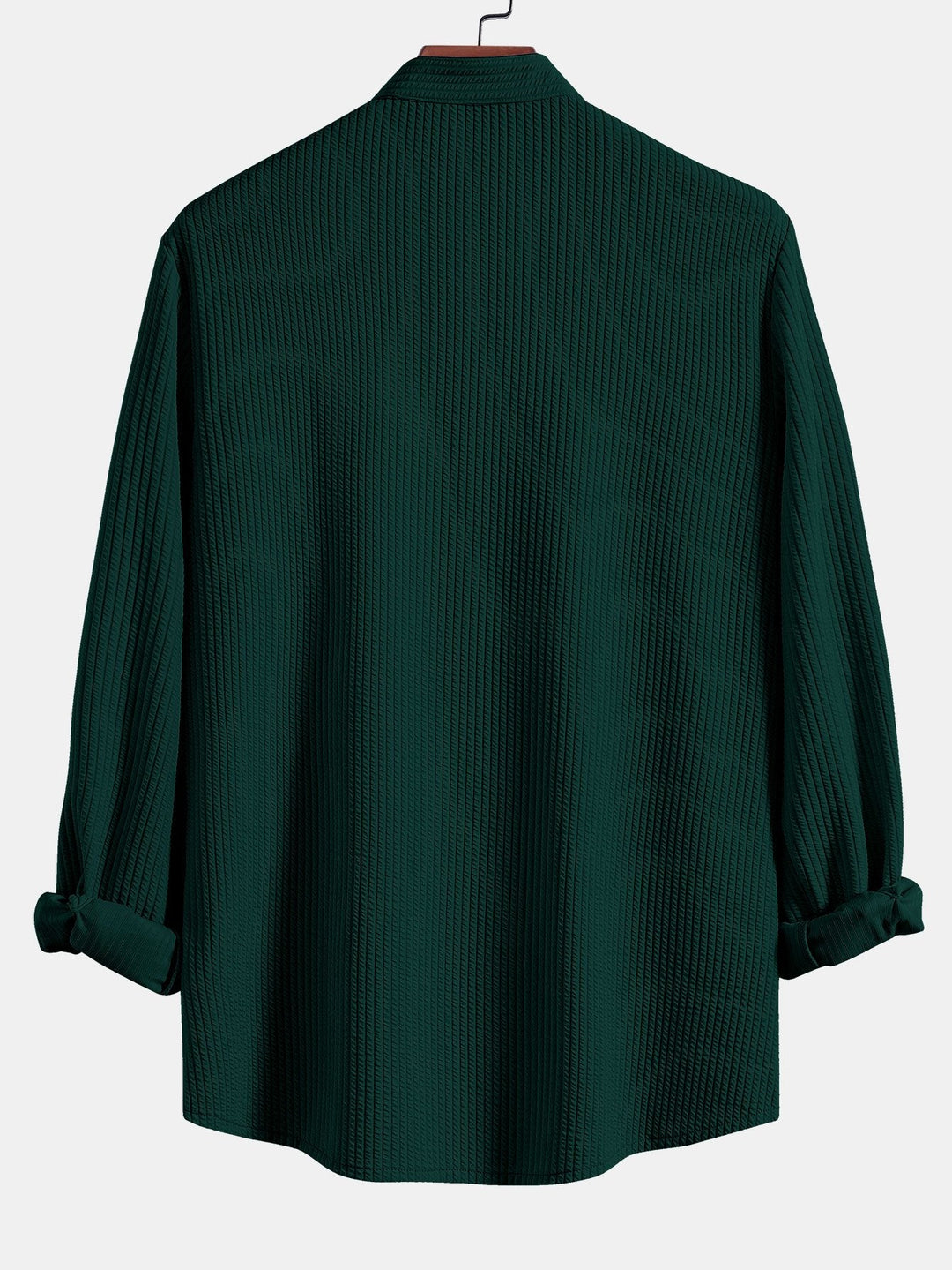 Langemouw Muscle Fit Geribbelde Staande Kraag Shirt