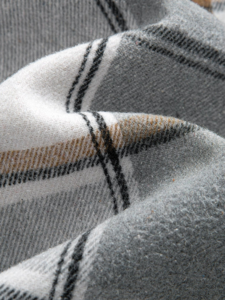 Fleece-Lined Plaid Hoodie Overshirt