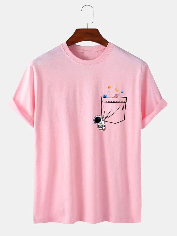 Astronaut Ruimte Pocket Print T-Shirt