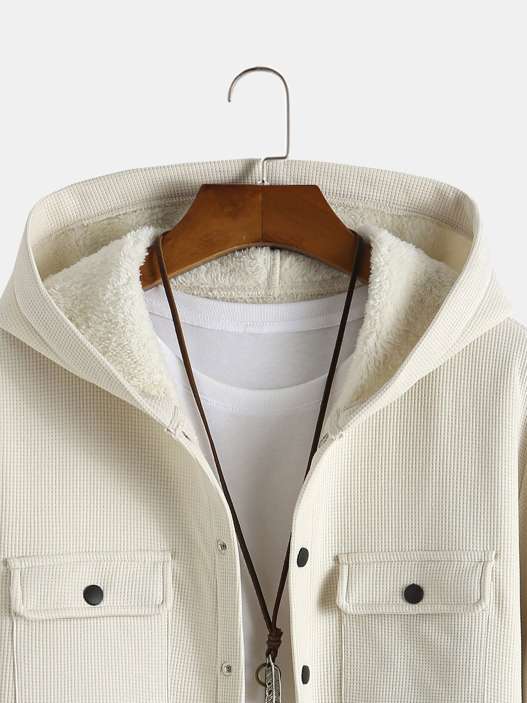 Waffle Hoody Fleece Lined Shirt