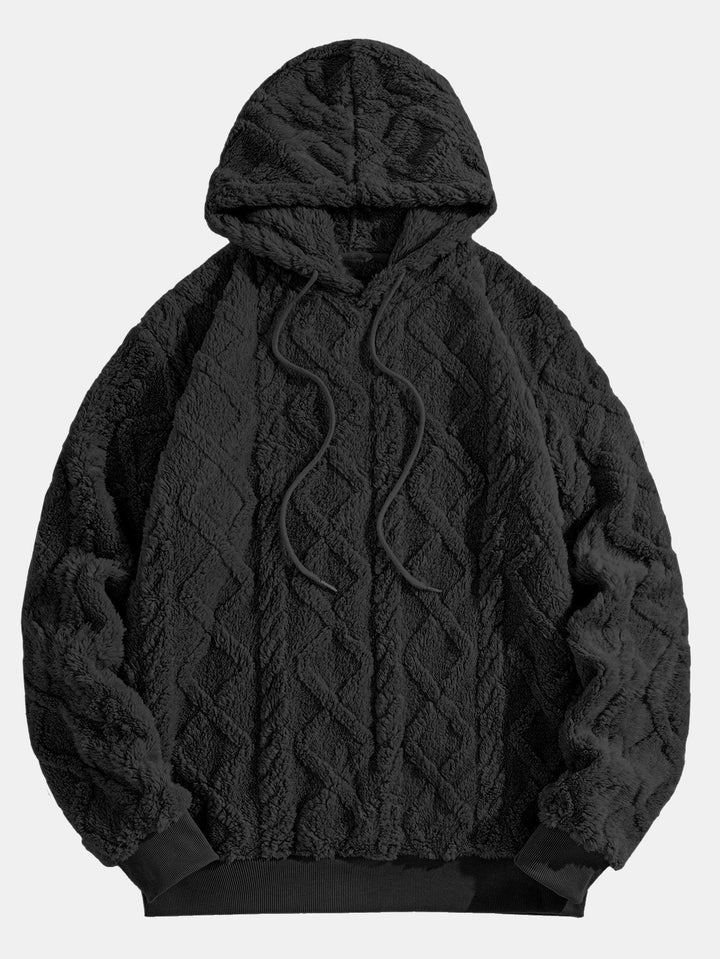 Geometric Jacquard Teddy Fleece Hoodie