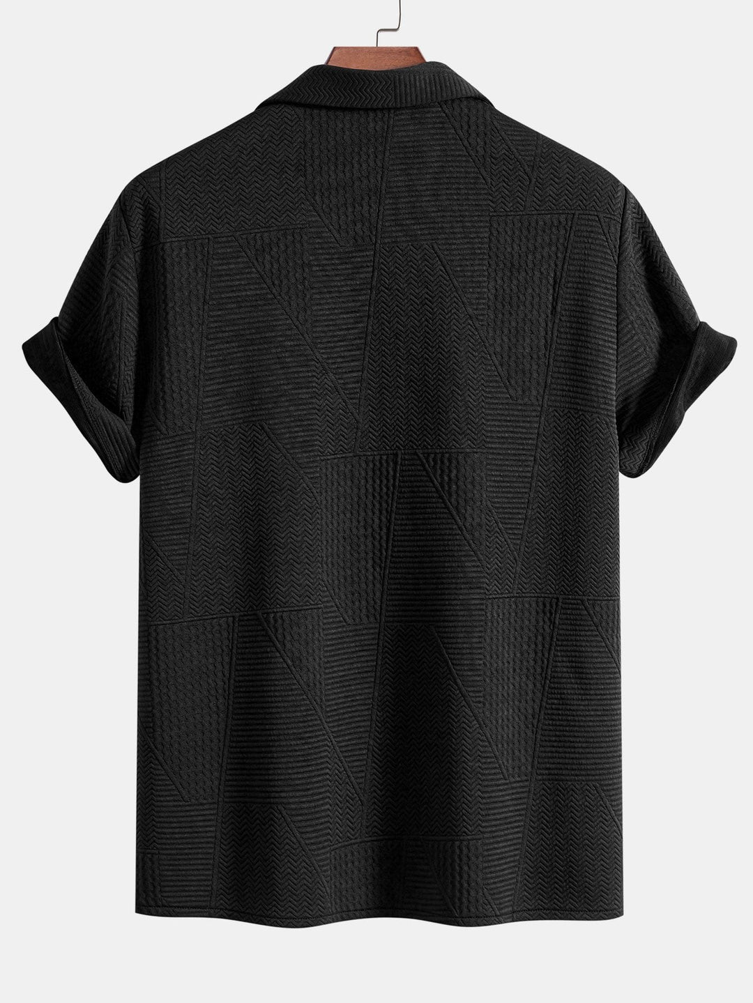 Korte Mouwen Geometrisch Textuur Cuban Shirt