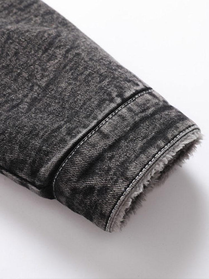 Teddy Gevoerde Gewassen Denim Jas