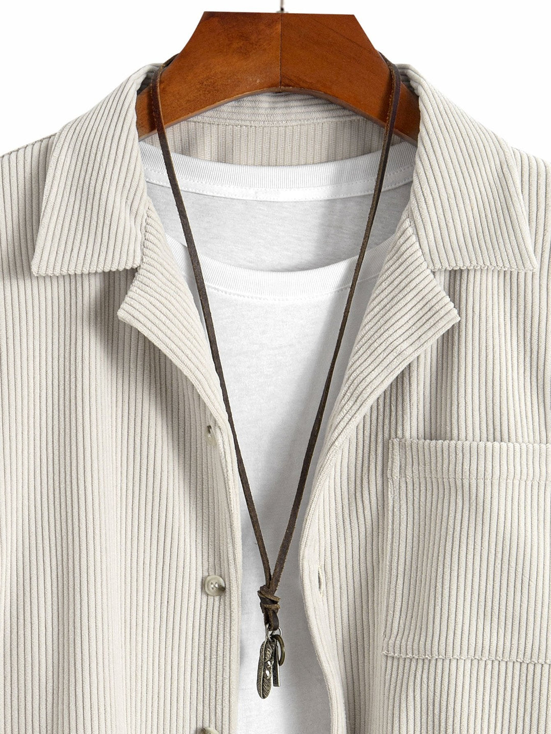 Lange Mouwen Corduroy Cubaanse Kraag Shirt