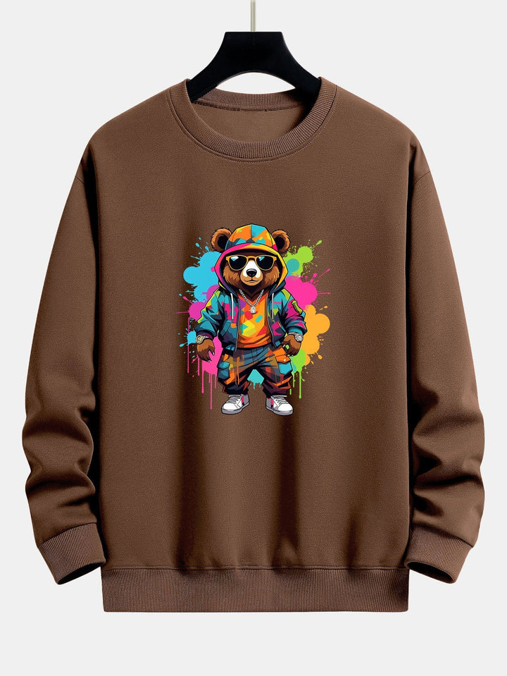 Splash Kleurrijke Beer Print Relax Fit Sweatshirt