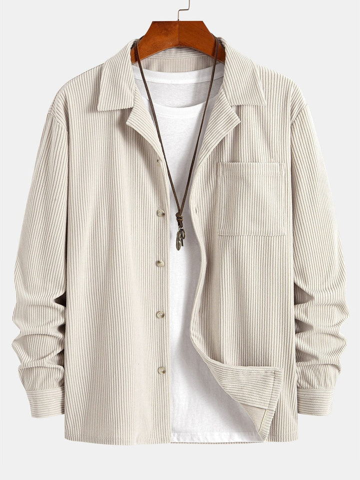 Lange Mouwen Corduroy Cubaanse Kraag Shirt