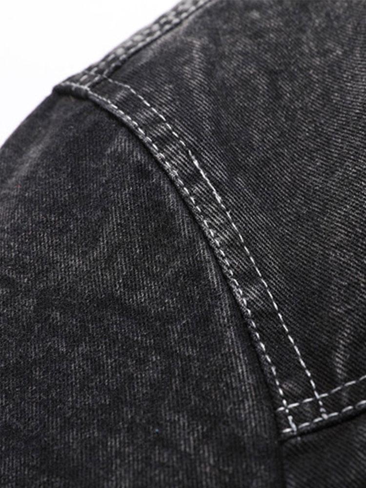 Teddy Gevoerde Gewassen Denim Jas