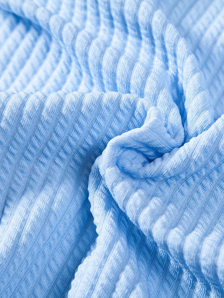 Muscle Fit Geribbelde Staande Kraag Shirt