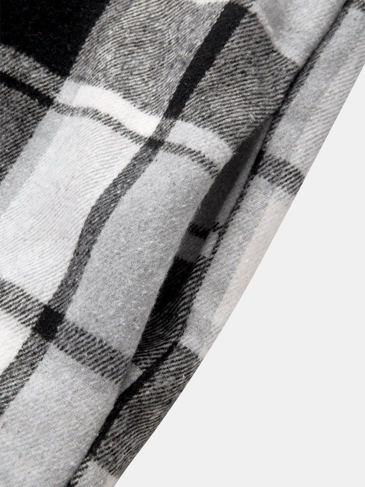 Teddy Gevoerde Flanellen Geruite Hoodie Shirt