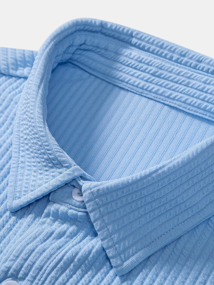 Muscle Fit Geribbelde Overhemd met Knopen