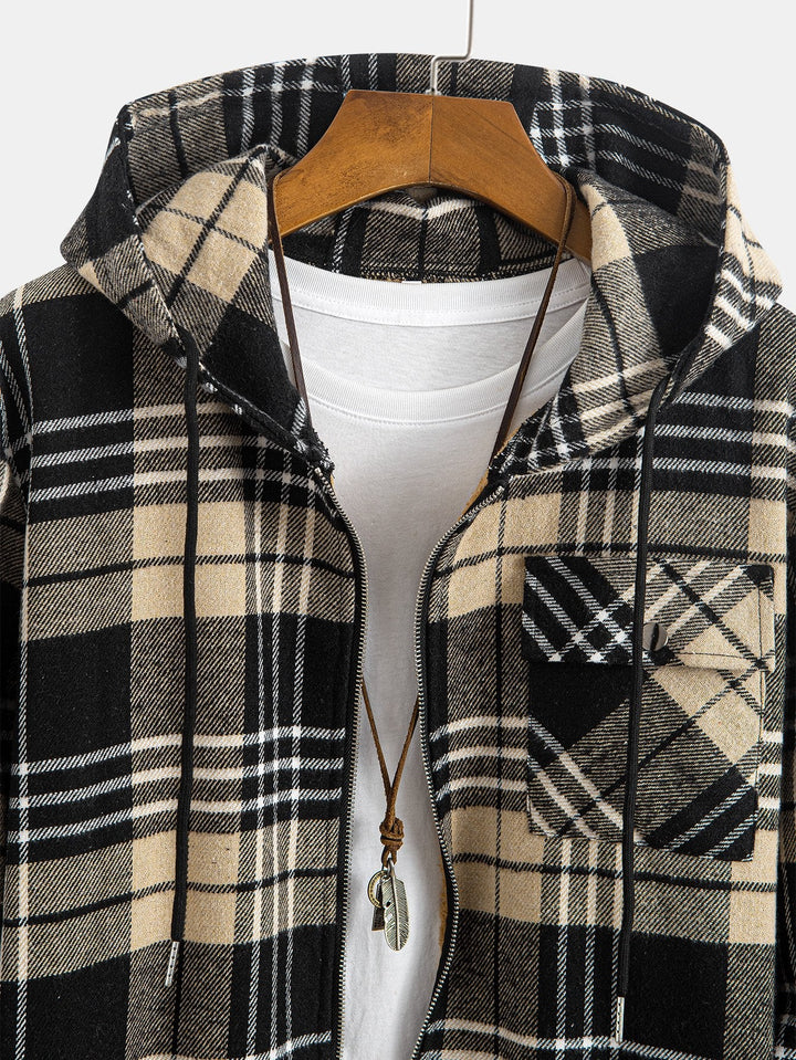 Teddy Gevoerde Flanellen Geruite Hoodie Shirt