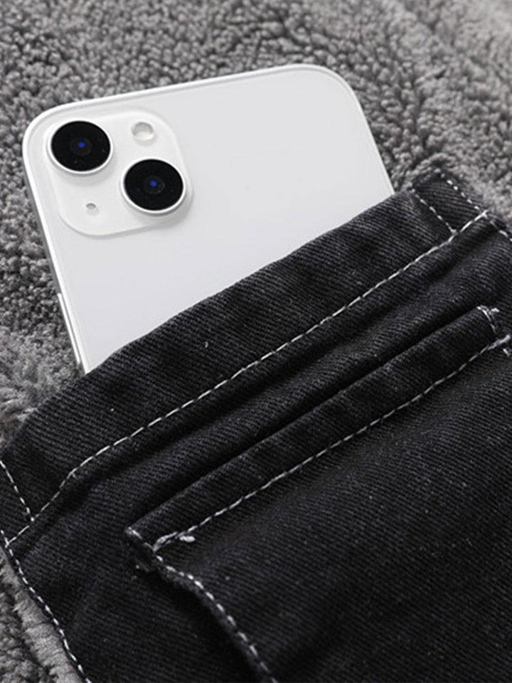 Teddy Gevoerde Gewassen Denim Jas