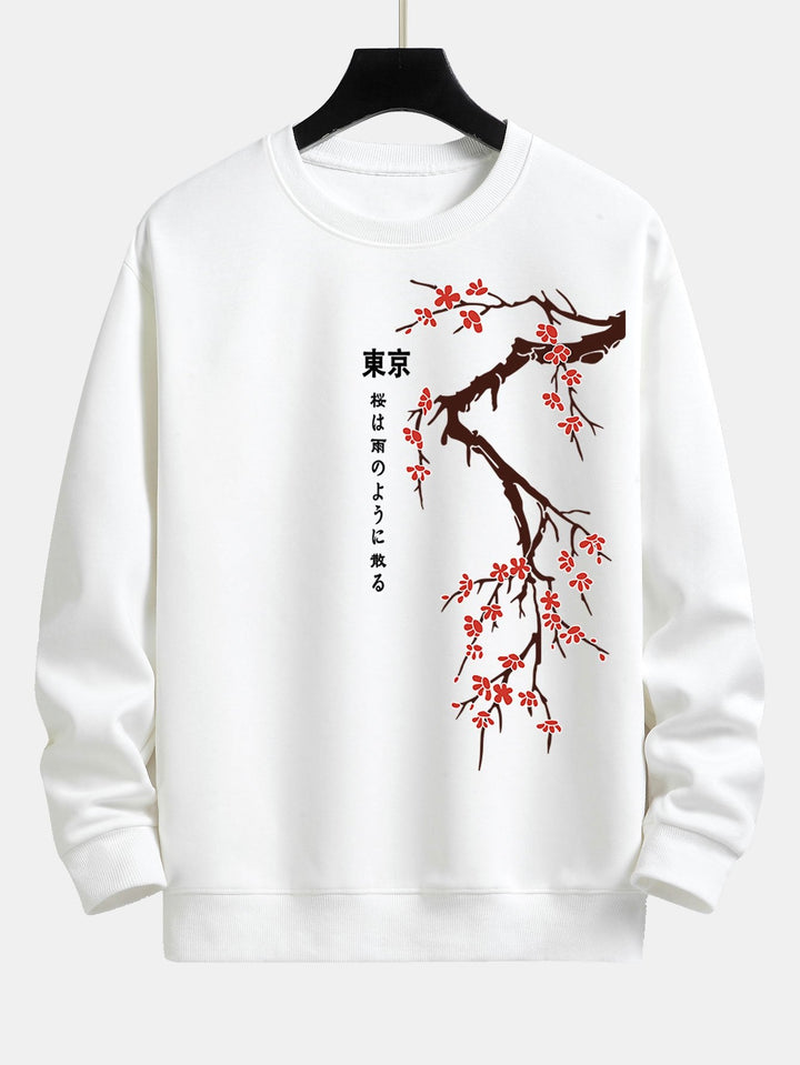 Tokyo Japanse Kersenbloesem Print Relax Fit Sweatshirt
