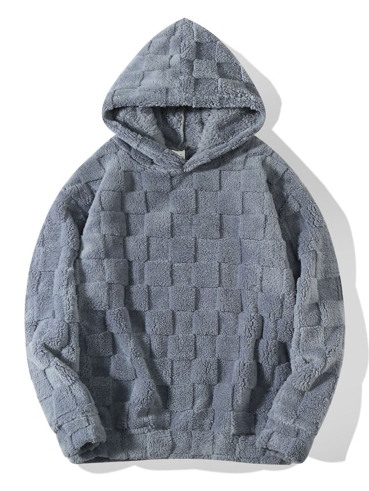 Relaxed Fit Checkerboard Teddy Hoodie