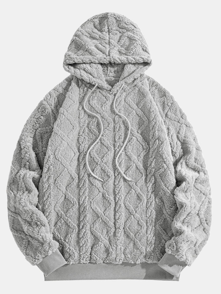 Geometric Jacquard Teddy Fleece Hoodie
