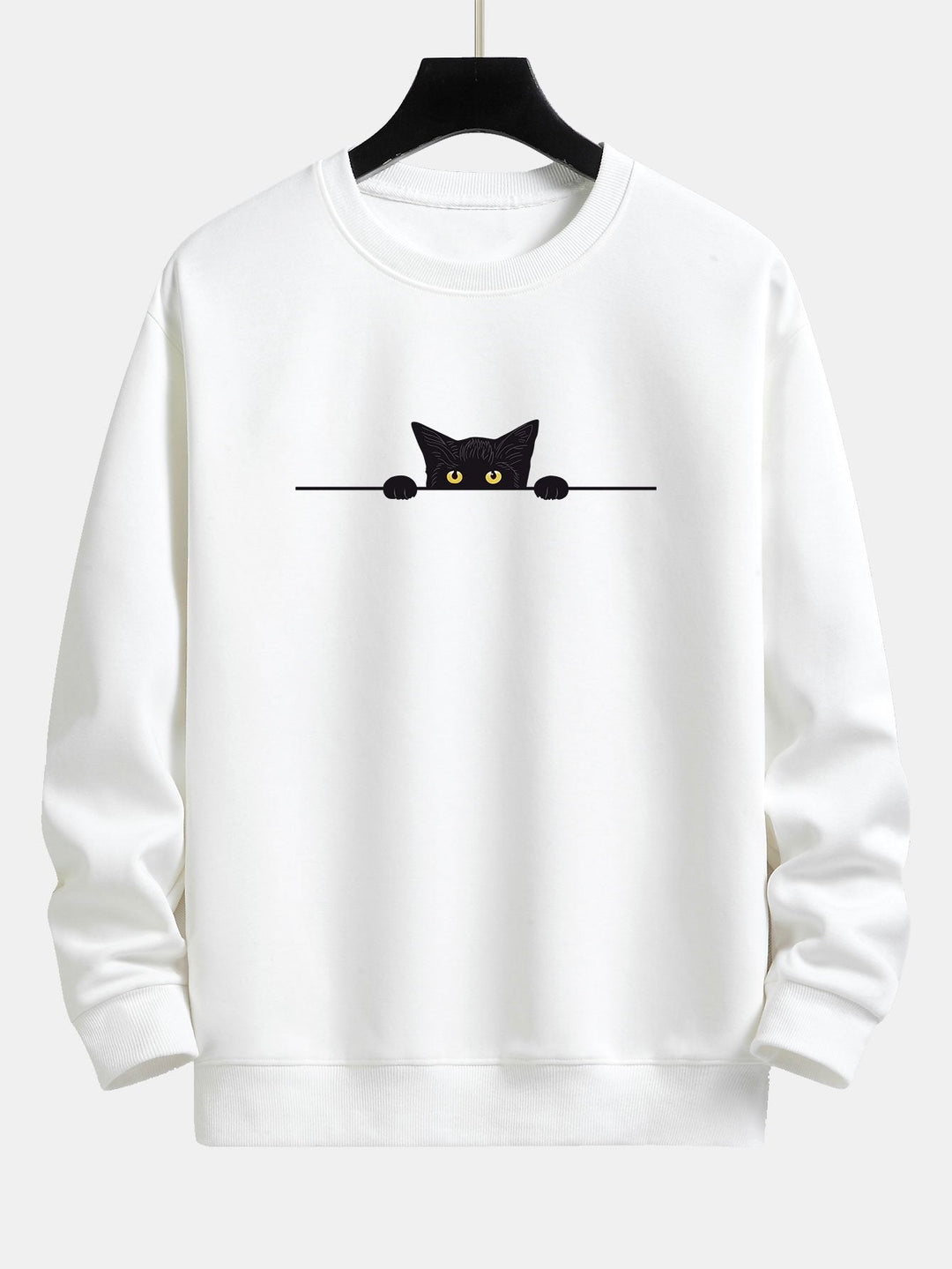 Zwarte Kat Print Relax Fit Sweatshirt