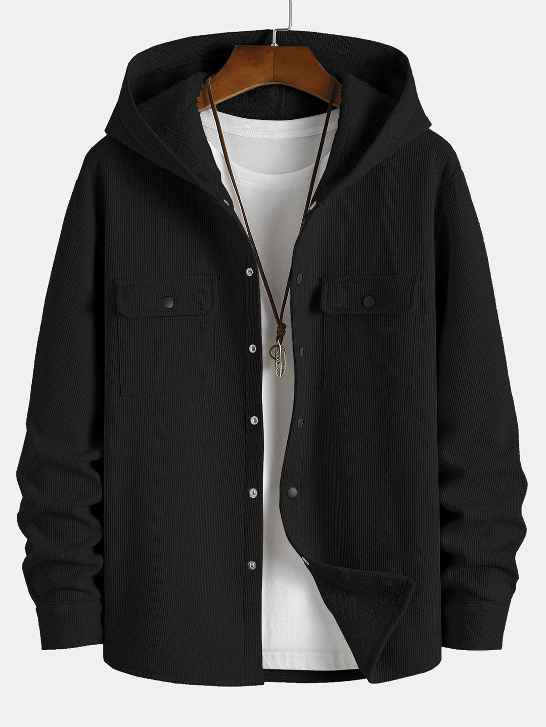 Waffle Hoody Fleece Lined Shirt