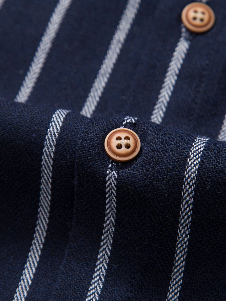 Katoenmix Gestreepte Overhemd met Knopen