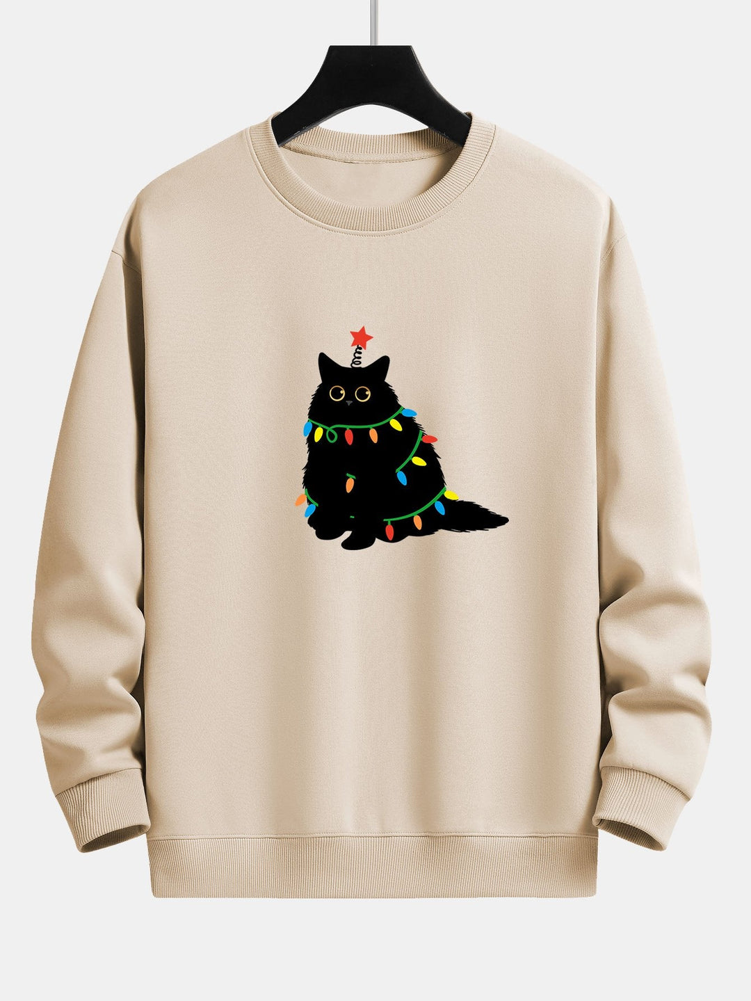 Kleurrijke Licht Zwarte Kat Print Relax Fit Sweatshirt