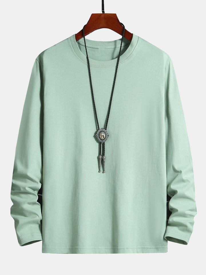 Basis Lange Mouwen Katoenen T-Shirt