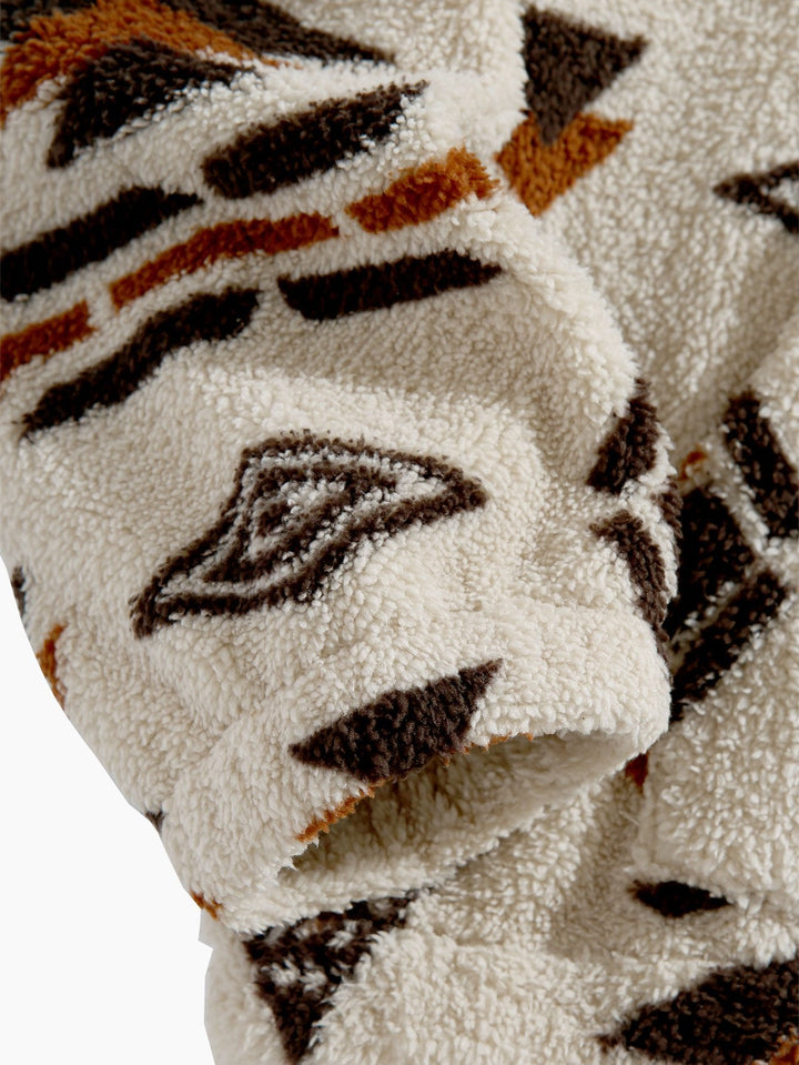 Quarter Zip Aztec Print Teddy Sweatshirt