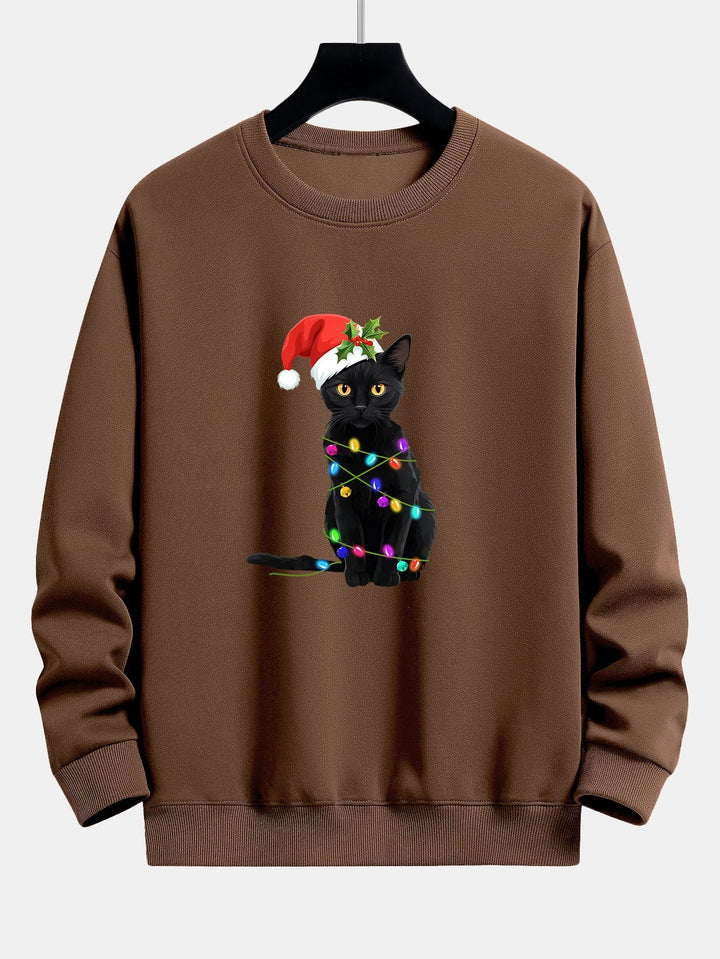 Kerstverlichting Kat Print Relax Fit Sweatshirt
