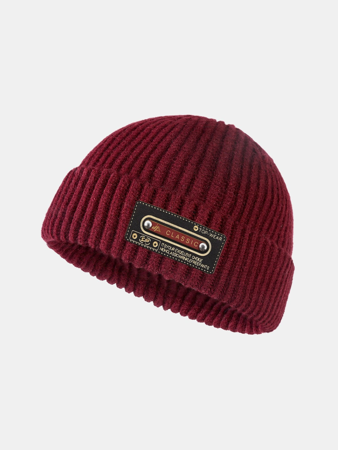 Solid Kleur Slogan Patch Gebreide Beanie Hoed