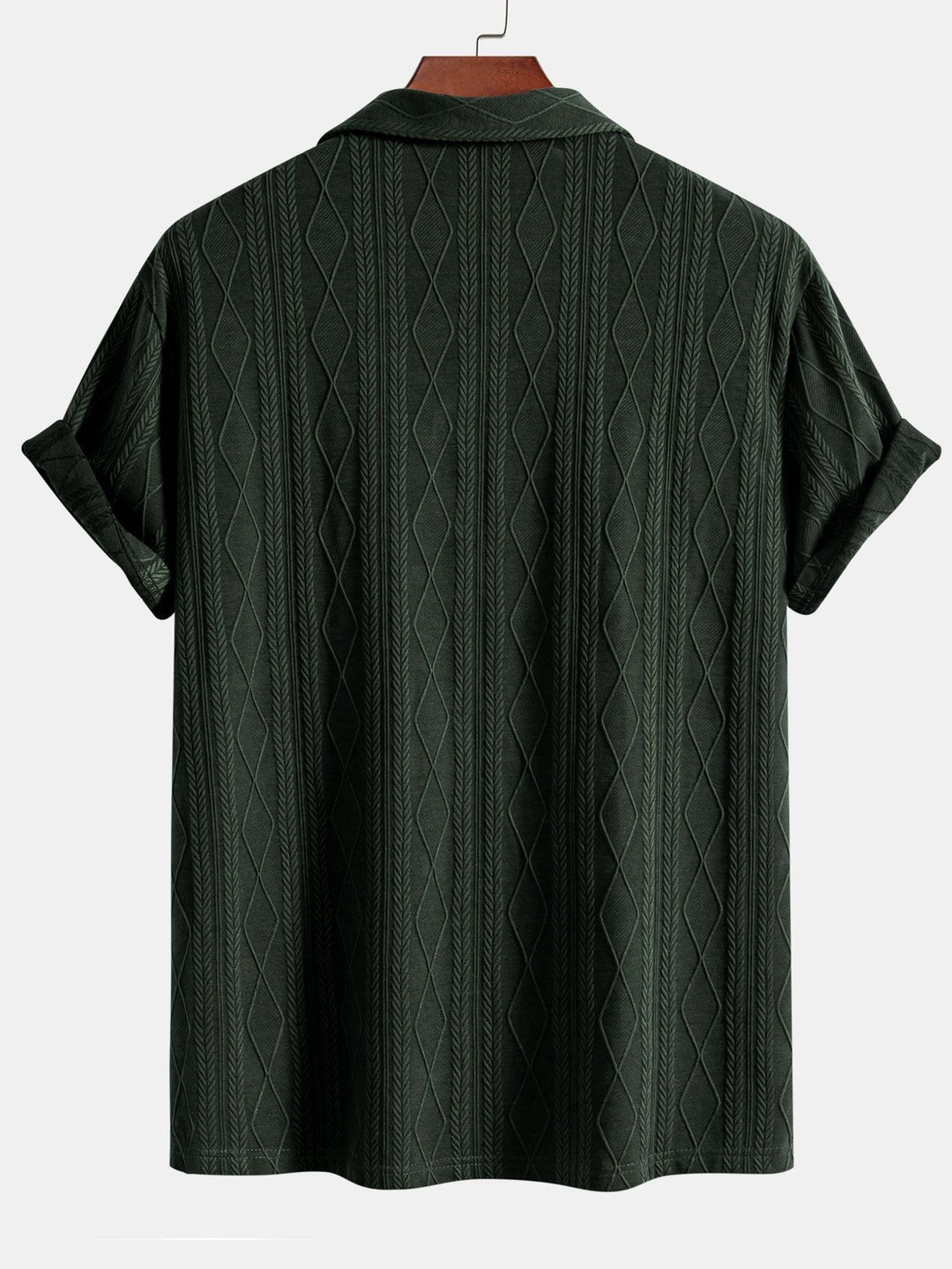 Gebreide Geometrische Ruit Jacquard Cubaanse Shirt