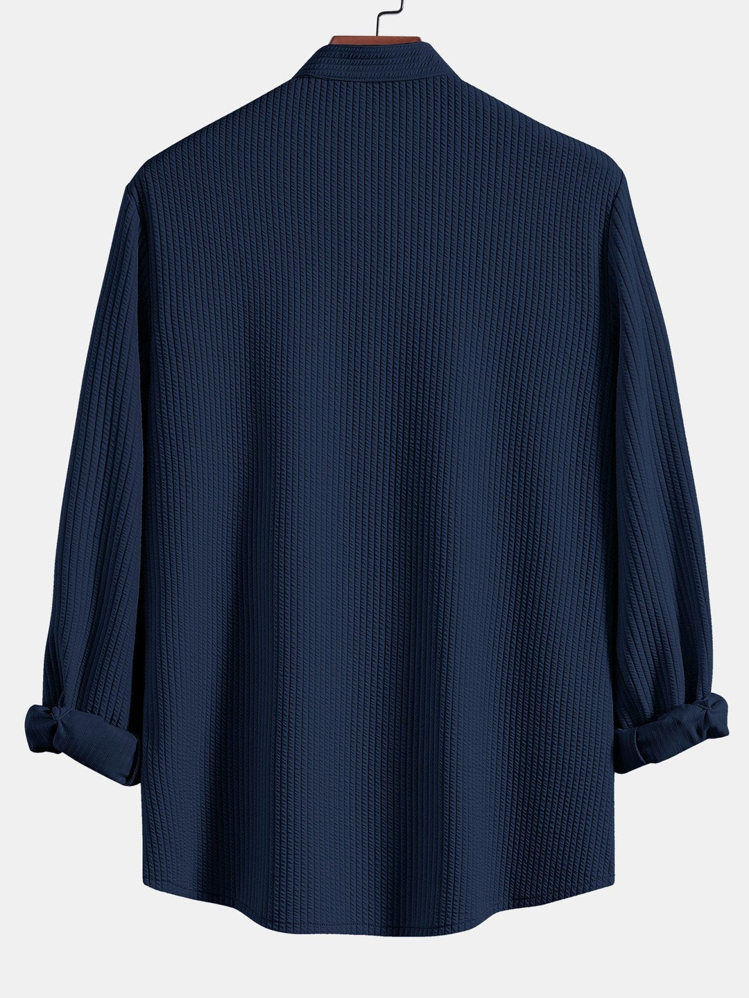 Langemouw Muscle Fit Geribbelde Staande Kraag Shirt