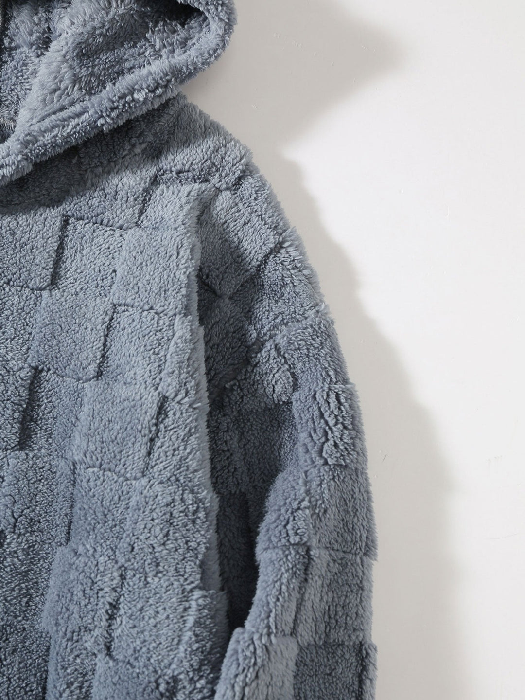 Relaxed Fit Checkerboard Teddy Hoodie