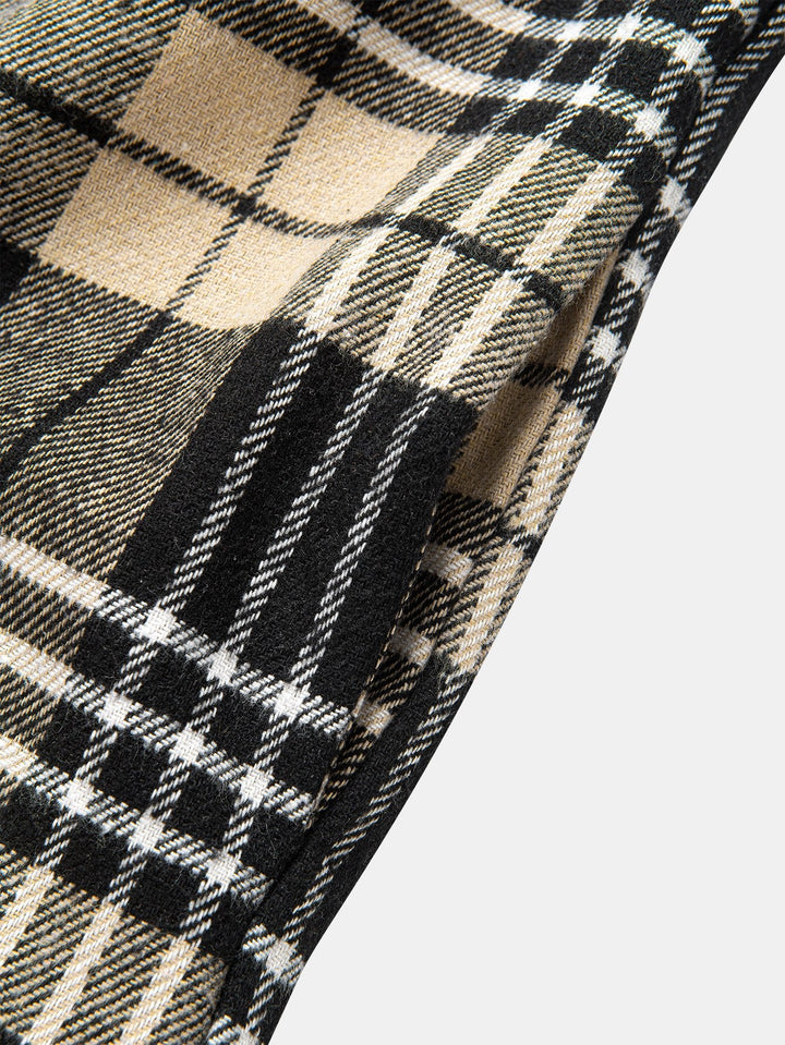 Teddy Gevoerde Flanellen Geruite Hoodie Shirt