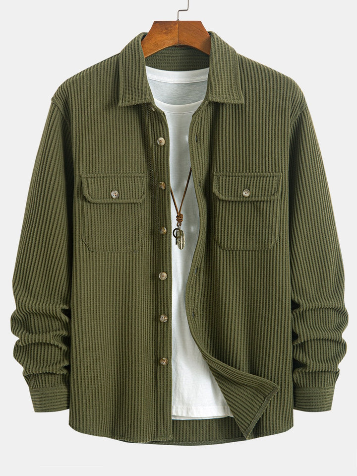 Dubbele Pocket Waffle Knopshirt