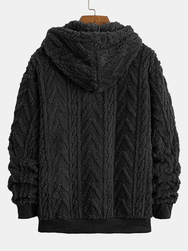 Geometrische Jacquard Zip Up Teddy Hoodie