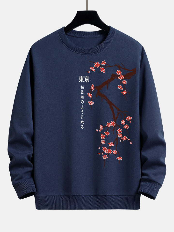 Tokyo Japanse Kersenbloesem Print Relax Fit Sweatshirt