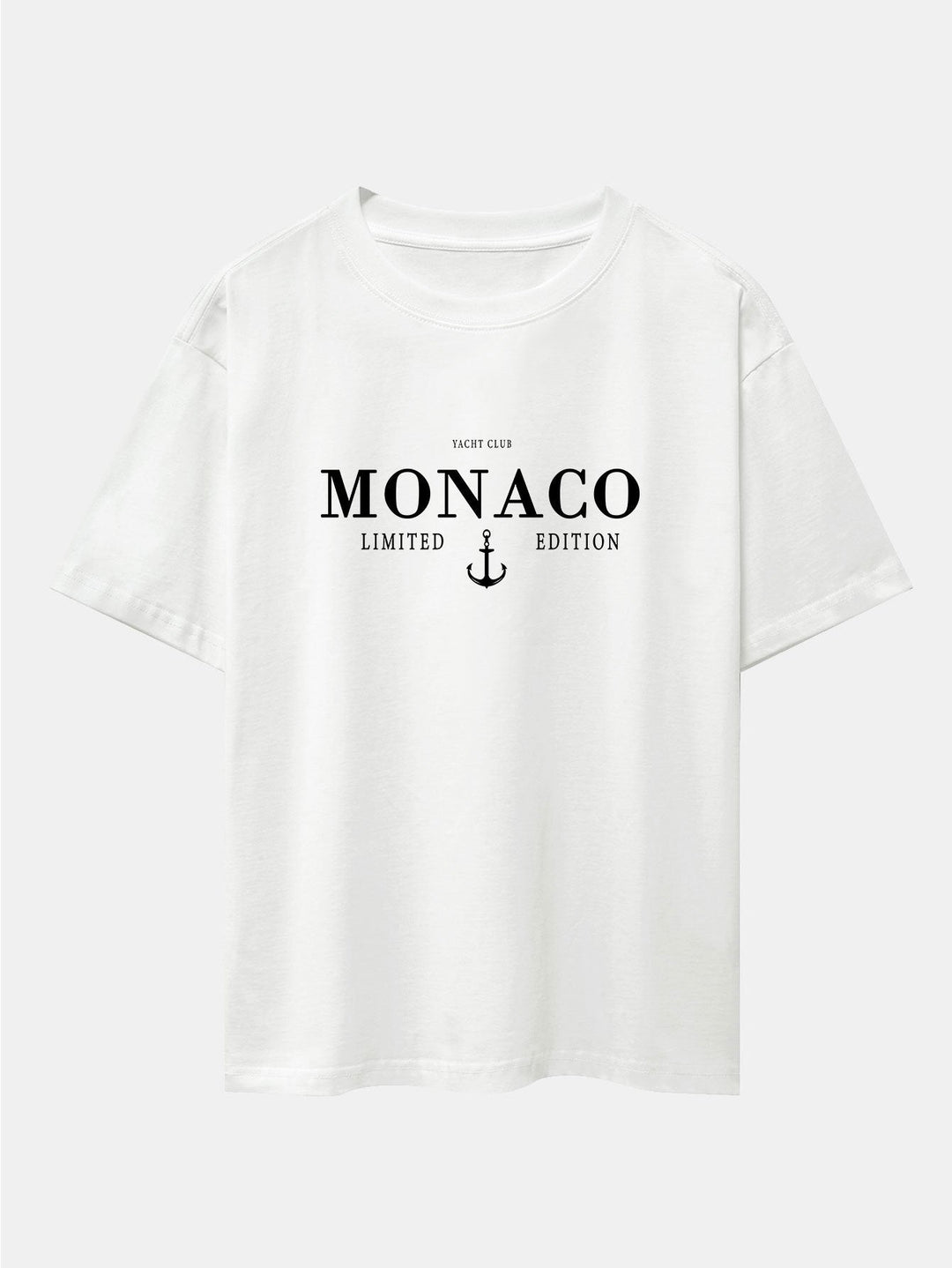 Monaco Slogan Print Drop Shoulder Oversize T-Shirt