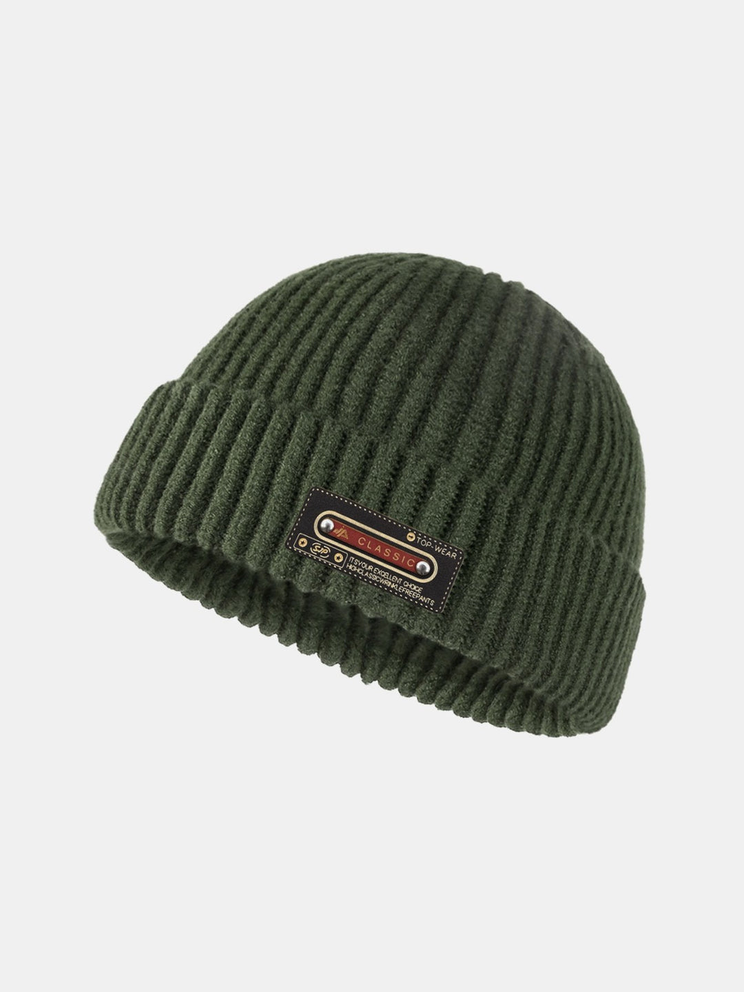 Solid Kleur Slogan Patch Gebreide Beanie Hoed