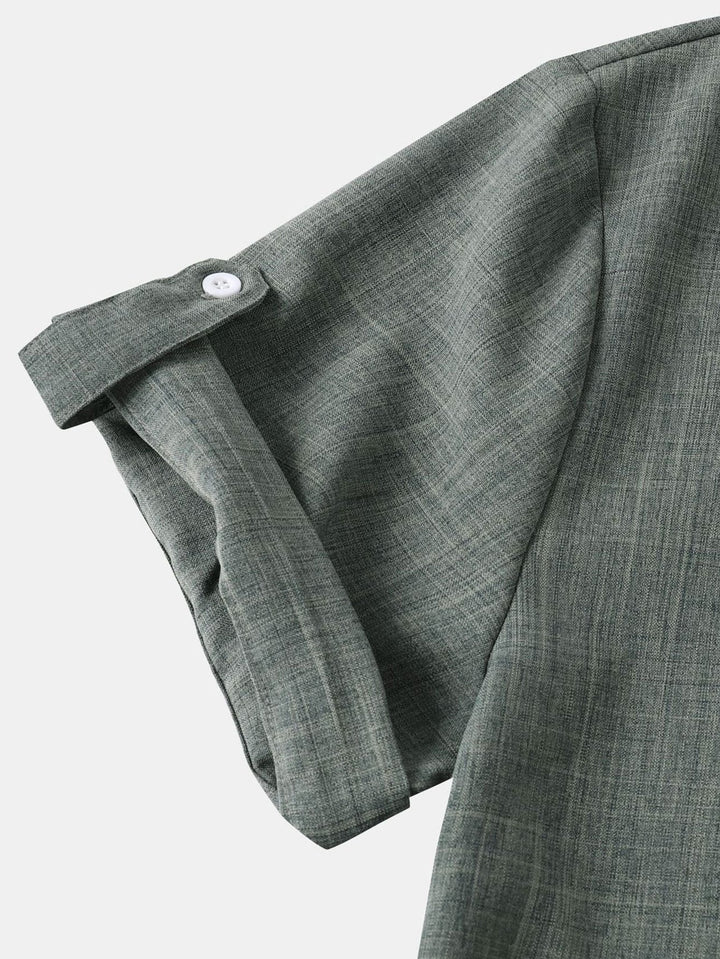 Korte Mouwen Linnen Look Henley Shirt