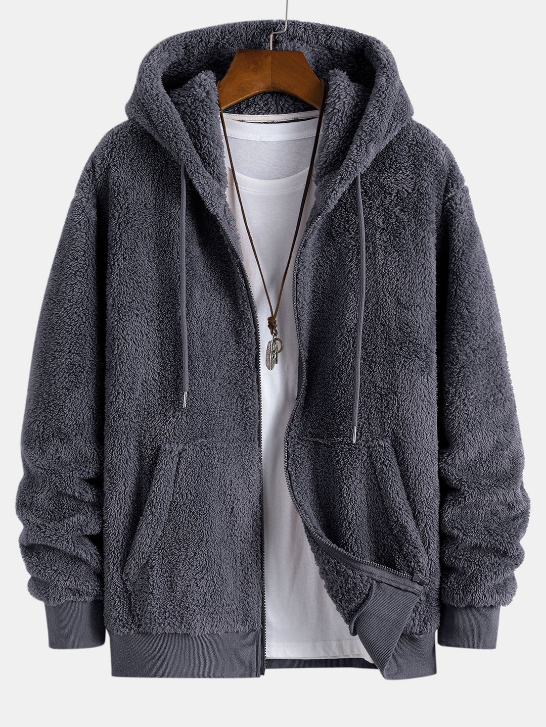Basic Teddy Zip Up Hoodie